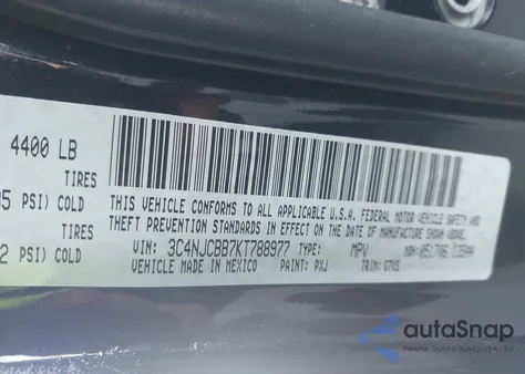 2019 Jeep Compass Latitude Fwd z USA, uszkodzony, nr VIN 3C4NJCBB7KT788977